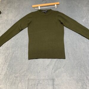 French Connection Sweater Mens Small Olive Green Crew Neck Winter Ribbed Hem
